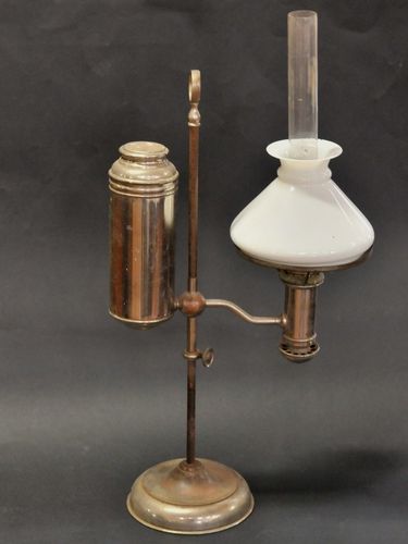Adjustable Students Lamp | Period: Victorian c1890 | Material: Nickel over brass and iron.